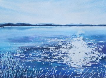 Lac de Jouarres, Homps
Direct watercolour on Arches paper with Brusho
Framed size 73cm x 53cm
