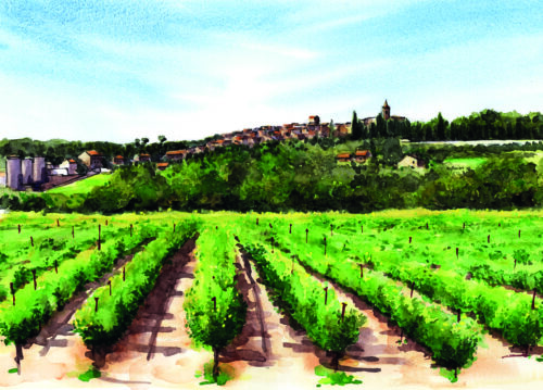 Vue sur Quarante en été