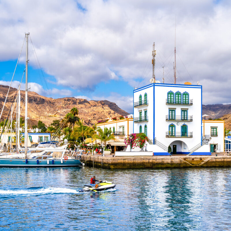 Puerto de Mogan landscape, a small fishing port on island Gran Canaria, Spain